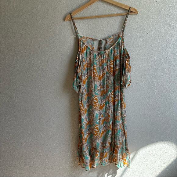 Maaji Cold Shoulder Teal Orange Lace Detail Swim Coverup Dress Size Large - Picture 9 of 11